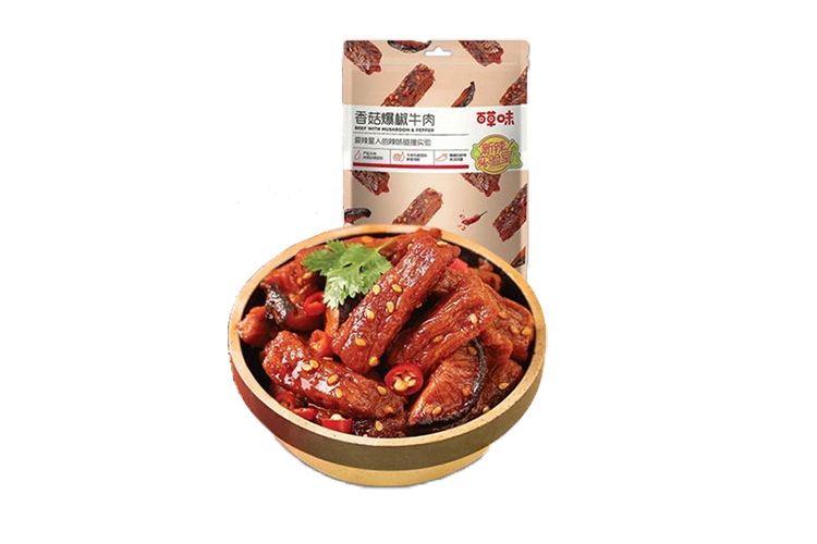 BAICAOWEI STIR-FRIED MUSHROOM BEEF WITH PEPPER 100G